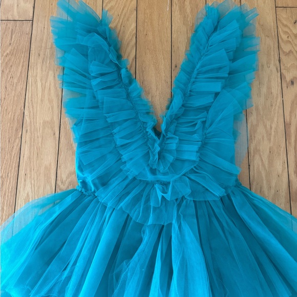 Gorgeous bright teal tulle party dress - Picture 3 of 6